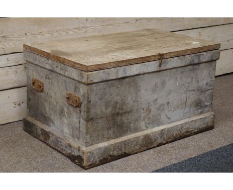 Late 19th century wooden tool chest with various vintage tools, W104cm   Condition Report   Click here for further images, co