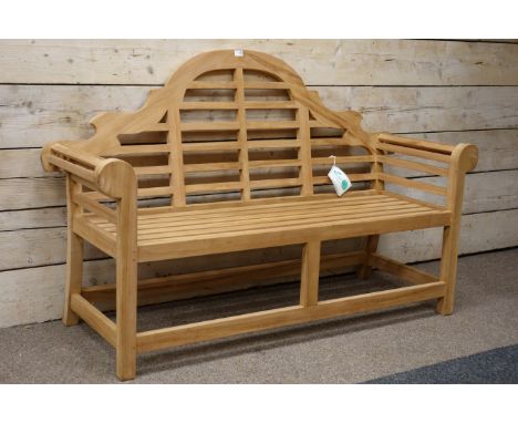 Solid teak Lutyens style garden bench, W165cm   Condition Report   Click here for further images, condition, auction times & 