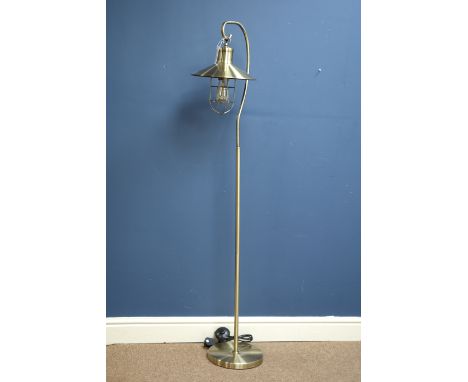 Burnished brass finish floor lamp, H145cm  (This item is PAT tested - 5 day warranty from date of sale)   Condition Report   