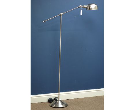 Silvered finish adjustable floor lamp  (This item is PAT tested - 5 day warranty from date of sale)   Condition Report   Clic