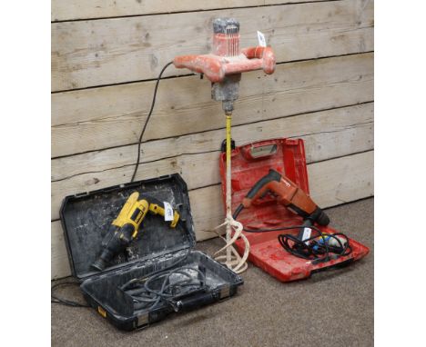 DeWalt D25013 hammer drill, HILTI TE2 hammer drill and a electric mixer   Condition Report   Click here for further images, c