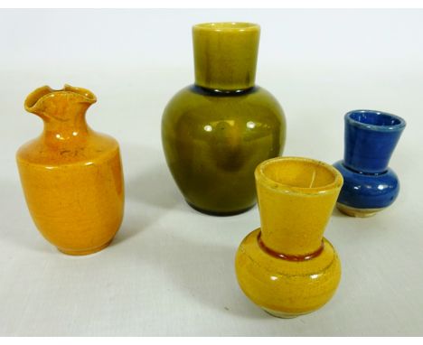 Linthorpe pottery miniature vase, H8cm and four other miniature vases, probably Linthorpe (4)   Condition Report   Click here