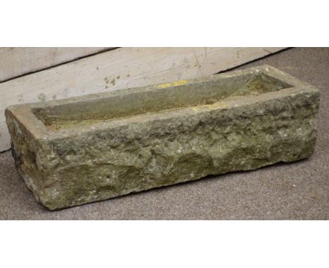 Rectangular sandstone trough with raw sides, W89cm   Condition Report   Click here for further images, condition, auction tim