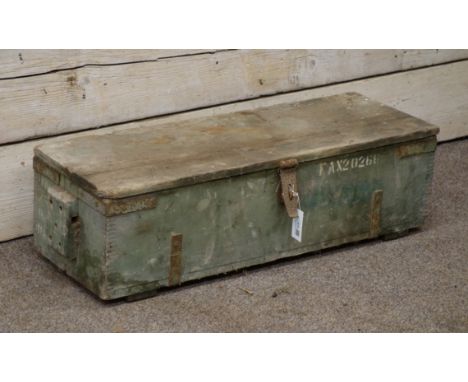 20th century wooden box (W89cm), and a tin travelling trunk   Condition Report   Click here for further images, condition, au