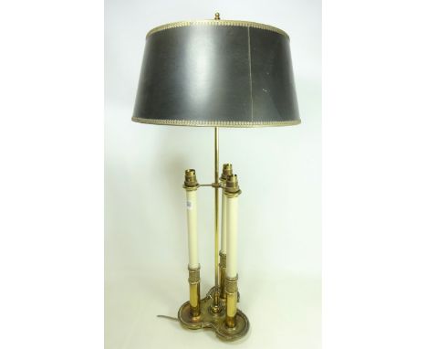 Traditional style three stem table brass table lamp, H76cm   Condition Report   Click here for further images, condition, auc