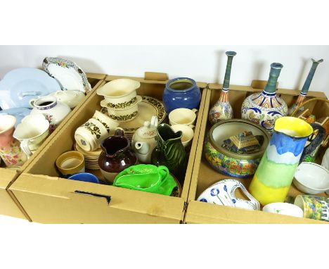 1930's Empire jug, Dartmouth pottery glug jug and other decorative ceramics in three boxes   Condition Report   Click here fo