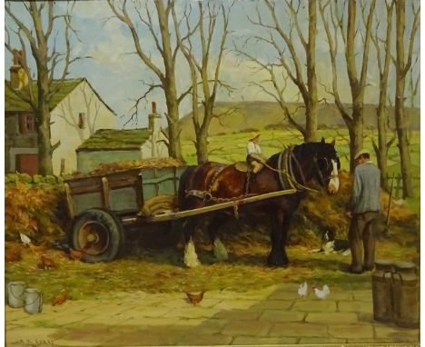 Farmyard at Twiston near Pendle, oil on canvas signed R R Berry (British 20th century), titled verso 62cm x 75cm