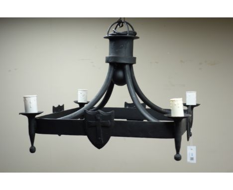 James Godbold bespoke cast iron centre light fitting and matching wall sconce (2)   Condition Report   Click here for further