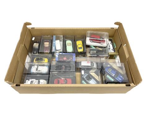 Nineteen modern die-cast models in perspex display cases by Corgi, Vitesse, Lledo etc including rally cars, sports cars, conv