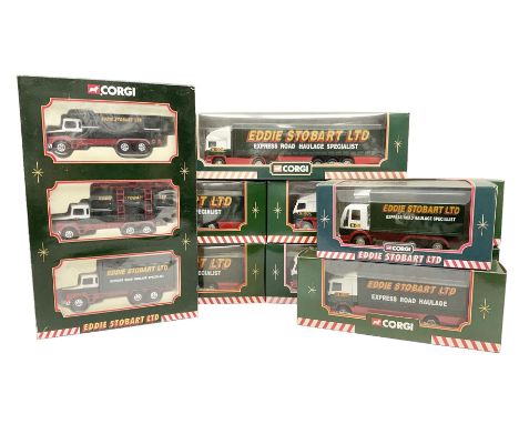 Corgi Eddie Stobart - eight various lorries; nos. 59502, 59503, 59504, 59538, TY87001, 60011 (3-piece set), 59508 & 59601; al