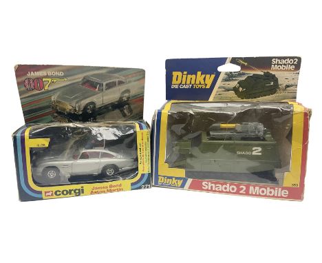 Corgi - die-cast model of James Bond Aston Martin DB5 No.271 with silver body and red interior, gold bumpers and four-spoke w