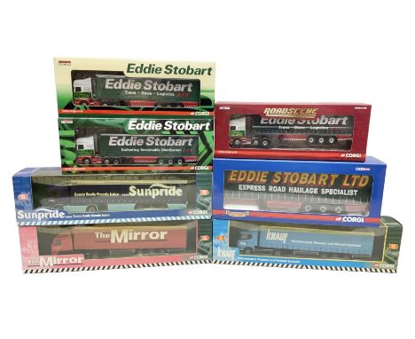 Corgi Eddie Stobart - Hauliers of Renown CC19904 Curtainside Trailer; two limited edition Scania R Curtainside CP18110 & CP18