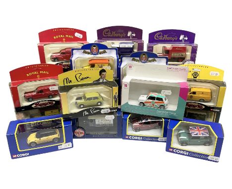 Twenty-five modern die-cast models, predominantly by Corgi, including promotional models for Royal Mail, Cadburys, TV/Film re