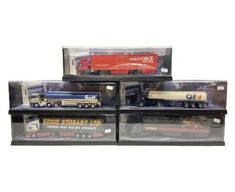 Corgi - five 'Monster Trucks' comprising Leyland-Daf Box Trailer (Parcelforce Worldwide) No.75501; ERF Tanker (Gulf Oil) No.7