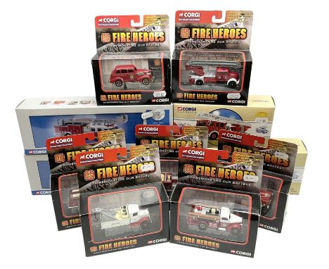 Corgi - eleven fire-fighting vehicles comprising limited edition 54706 E1 Side Mount Washington DC and 54902 E1 75ft Ladder D