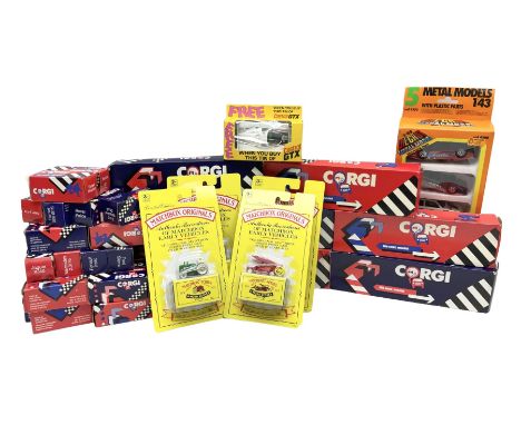 Corgi - thirty-four modern die-cast models including cars, commercial vehicles, racing cars, sports cars, car transporters et