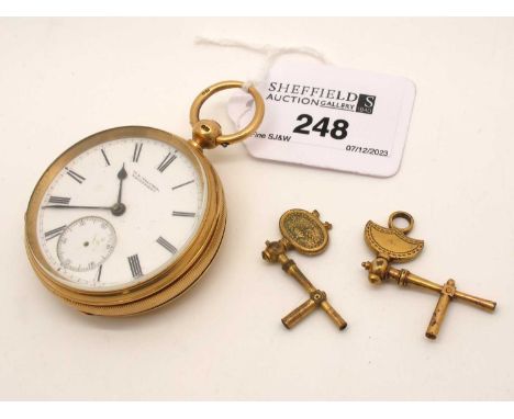 W.H. Telford Whitehaven; An 18ct Gold Cased Openface Pocket Watch, the signed dial with Roman numerals and seconds subsidiary