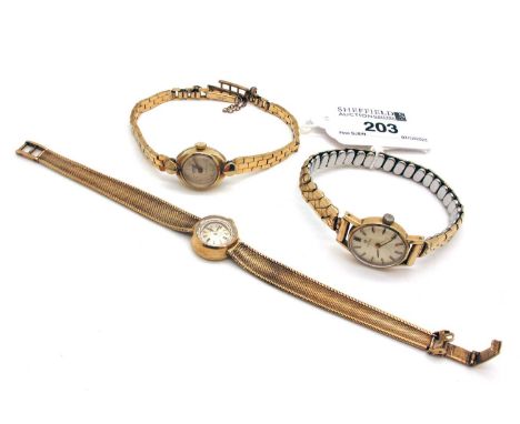 Omega; A 9ct Gold Cased Ladies Wristwatch, the signed small circular dial with line markers, within plain case, to integral t