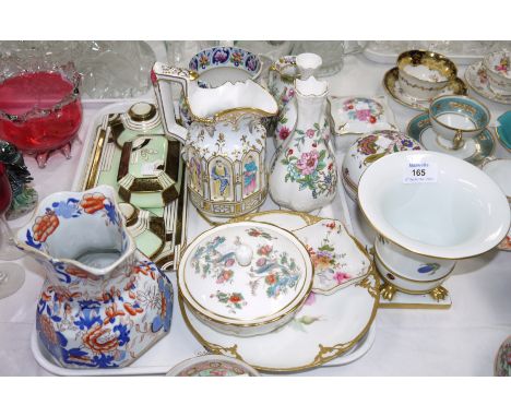 A selection of decorative china; a Tuscan Art Deco trinket set