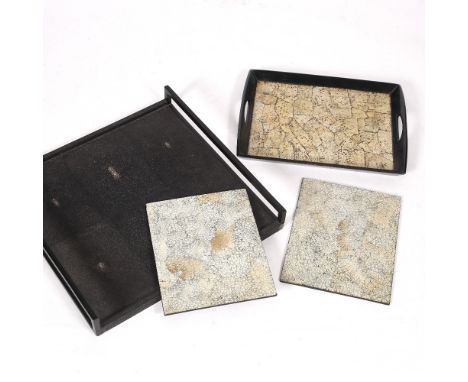 A shagreen tray by R and Y Augousti 45cm and 3 other trays
