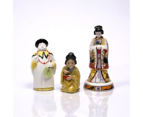 A Royal Worcester porcelain candle snuffer 'Mandarin' 9cm, and two other Royal Worcester porcelain candle snuffers
