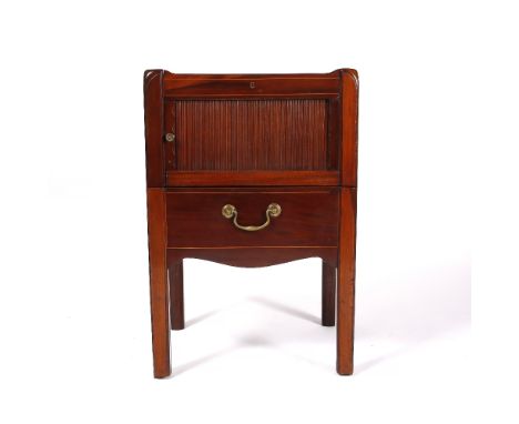 A George III mahogany night commode with tambour front, 51cm wide