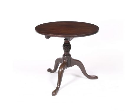 A early 19th Century mahogany tripod table with single cut top, 59cm diameter 