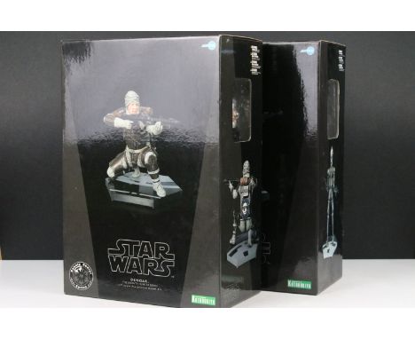 Star Wars - Two boxed Kotobukiya ARTFX Bounty Hunter Series 1/7 scale pre-painted model kits to include IG-88 and Dengar, bot