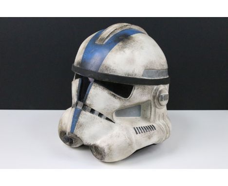 Star Wars - Full Size replica Star Wars 501st Clone Trooper helmet, scratch built model, with painted features and blue plast