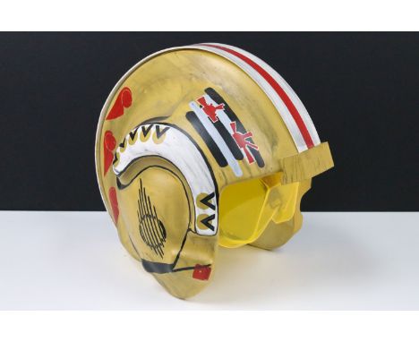 Star Wars - Full Size replica Star Wars Red Leader X-Wing Pilot helmet, scratch built model, with painted features and yellow