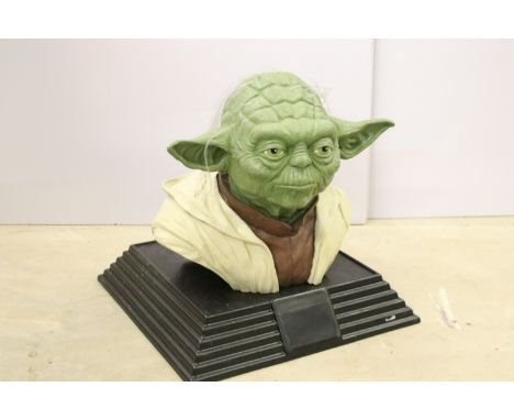 Star Wars - ltd edn 2004 Lucasfilm ltd hard plastic Yoda bust on plastic base, head in gd condition, base missing front plaqu