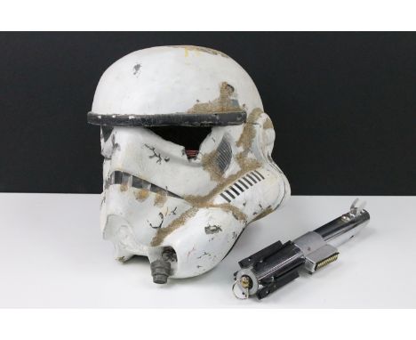 Star Wars - Two Star Wars scratch built props featuring Lukes / Anakins lightsaber &amp; sliced / battle damaged Stormtrooper