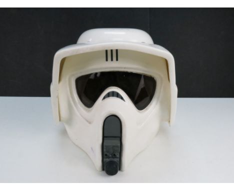 Star Wars - Don Post Biker Scout helmet signed by Lightning Bear ROTJ actor, grubby but otherwise vg