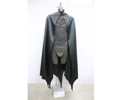 Full Size replica Batman outfit / costume with cape on mannequin and display stand