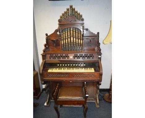 Victorian Harmonium by the Estry Organ Company, Brattleboro County USA plus Matching Stool 