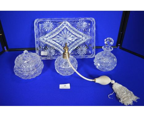 1930's Crystal Glass Dressing Table Set 