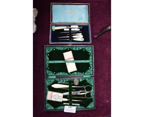 Cased Sewing Sets, Button Hooks, etc. 