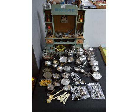 1940's Child's Wooden Hardware Store with Kitchenware Made in France 