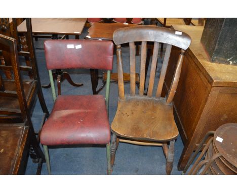 Metal Framed 1960's Chair and a Slat Back Kitchen Chair 