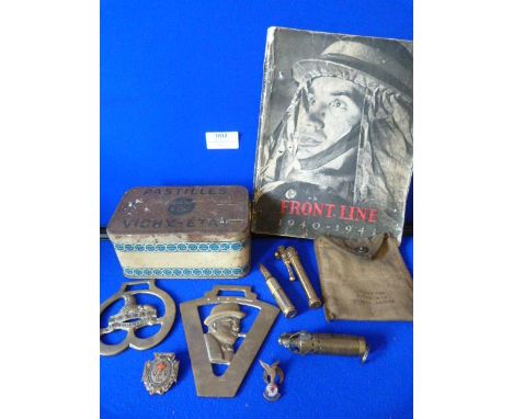 Mixed Lot Including Vichy Tin, Copy of Frontline, Trench Lighter, Ladies Nursing Association Badge, etc. 