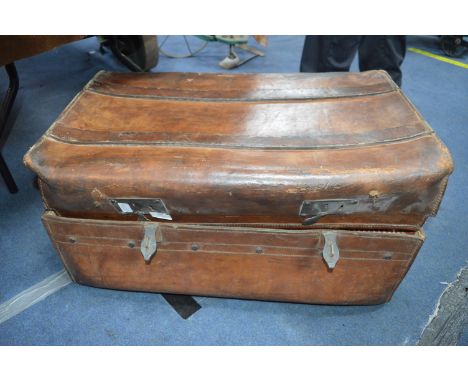 Large Leather German Trunk - Moritz Madler Leipzig