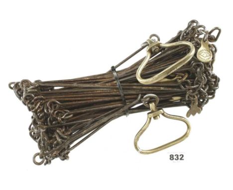 A engineer's 100' measuring chain the brass handles and tallies marked CHESTERMAN Sheffield G