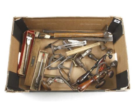 Two braces, two hand drills and other tools G+