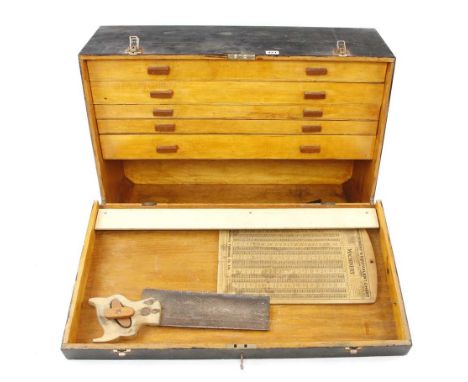 A pattern makers lockable tool box 30" x 21" x 11" with five sliding trays G++