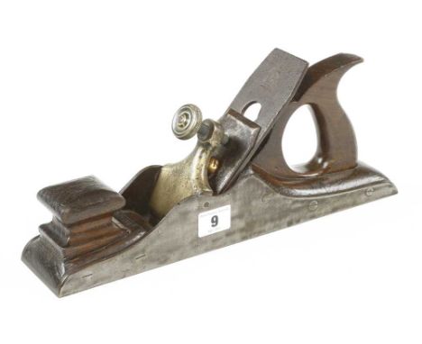 A 13 1/4" Scottish style iron panel plane with brass lever G+