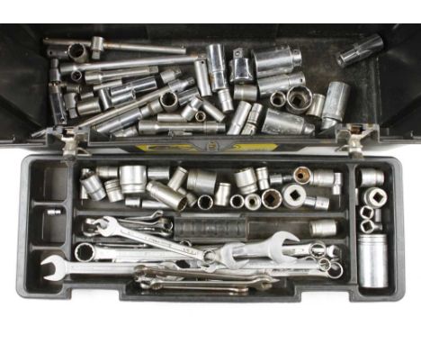 A STANLEY tool box with spanners, sockets etc G