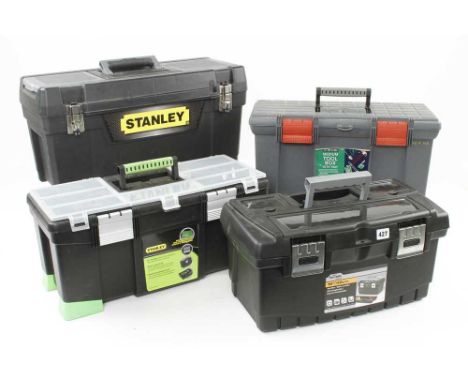 Four plastic tool boxes G++