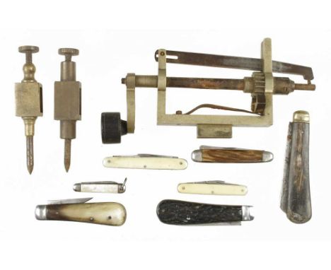 A watchmaker's tool and 7 penknives G