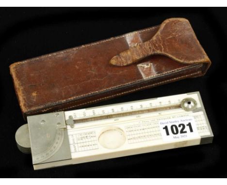 A little used ivory clinometer by J. FENN Newgate St. London unusually with 4" thermometer in one arm (not working) and the l