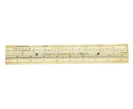 A 7 1/4" Dicas type ivory Citrometer 50 slide rule by J.B.DANCER Manchester with Thermometer Scale, Water etc G+